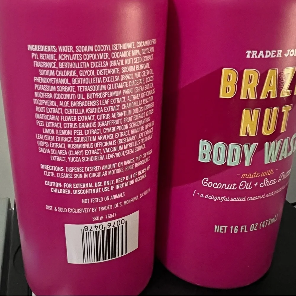 Set Of (2) Trader Joe's Brazil Nut Body Wash Coconut Oil Shea Butter 16oz
